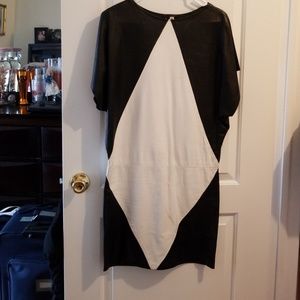 Fine Fashions Black & White Leather Dress Mini